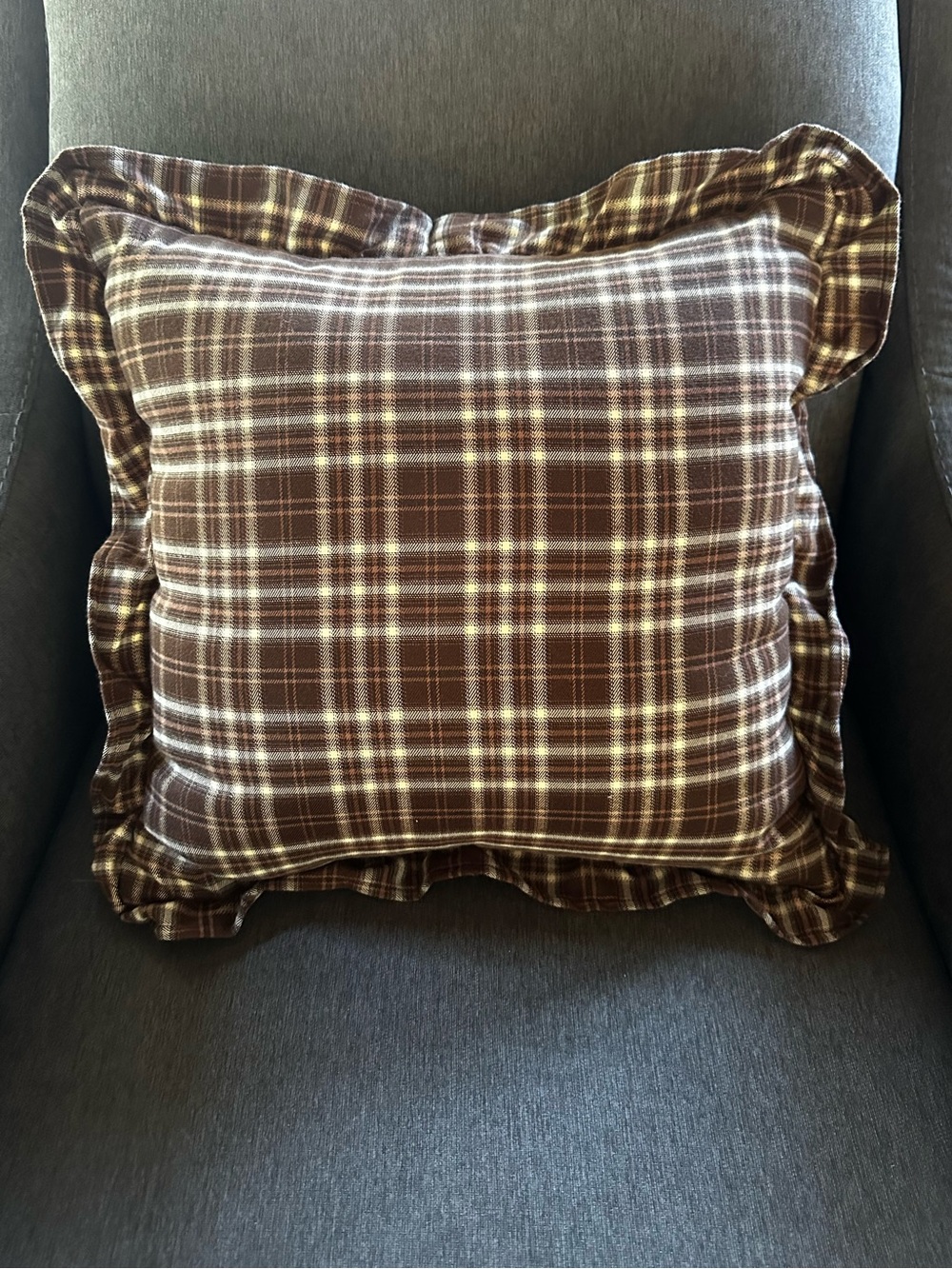 Magaschoni Plaid Brown Decorative Throw Pillow
